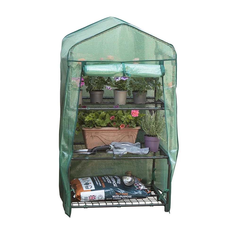 STEEL&PE GREEN 3 TIER GREENHOUSE