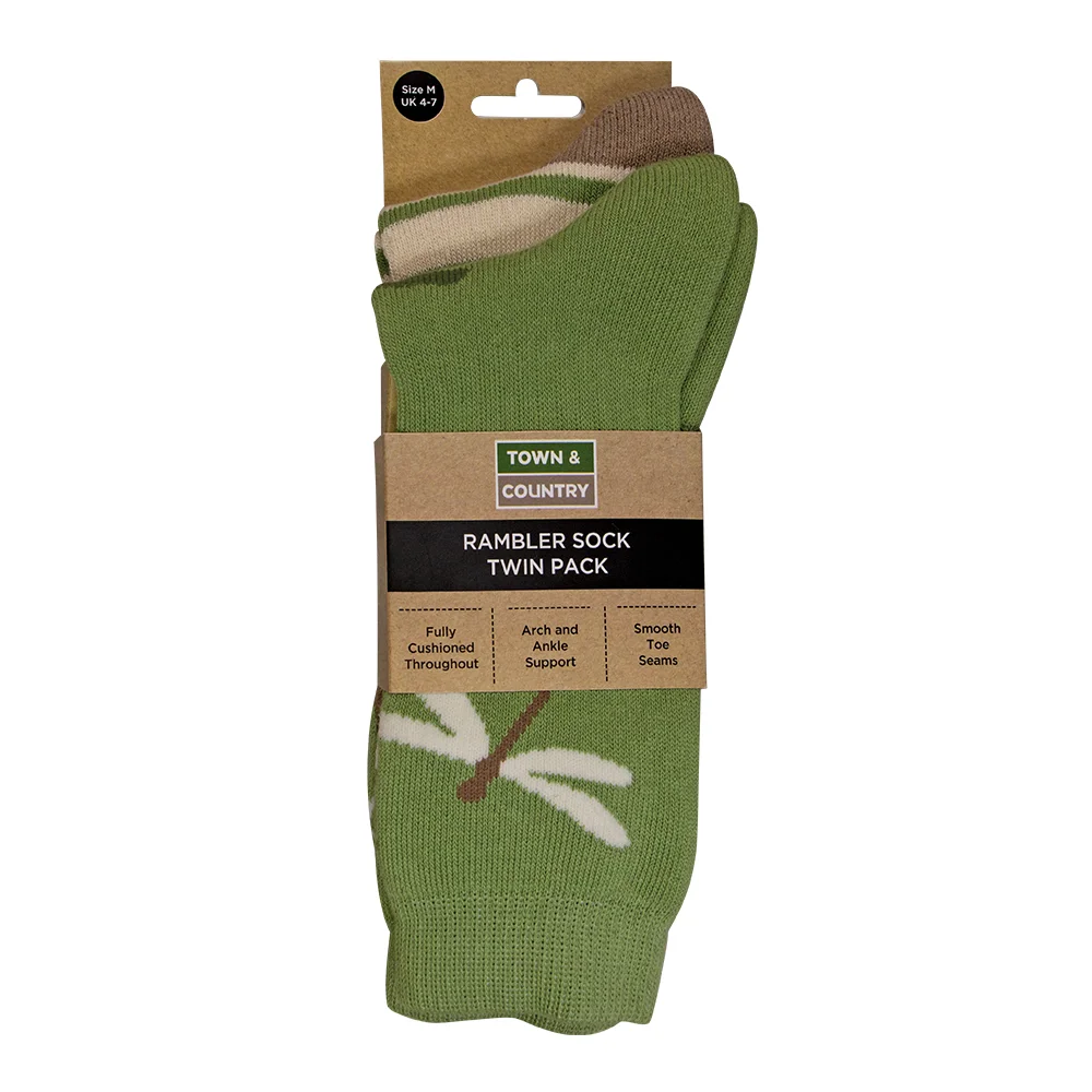 D/F RAMBLER SOCK GREEN 4-7 (2 PK)
