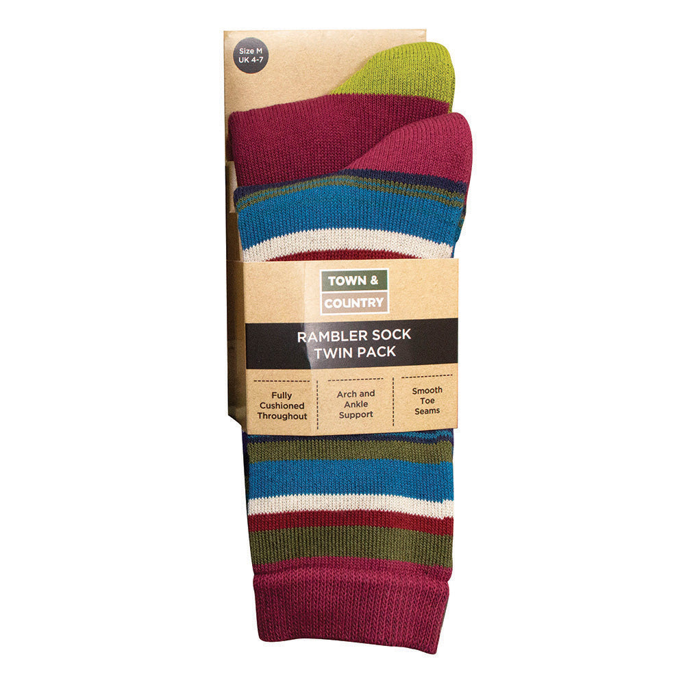 Rambler Walking Socks (Aubergine Twin Pack) | Cushioned