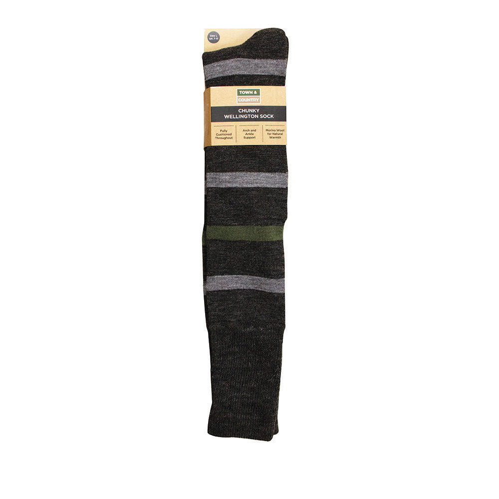 Chunky Merino Wool Wellington Socks | Charcoal