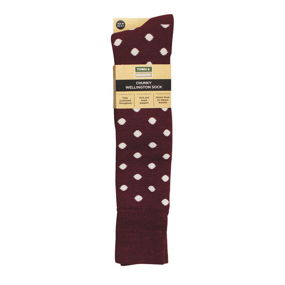 Go Walk Chunky Wellington Socks - Spotted Aubergine