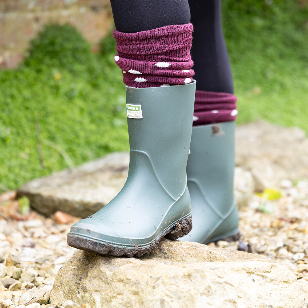 Go Walk Chunky Wellington Socks - Spotted Aubergine