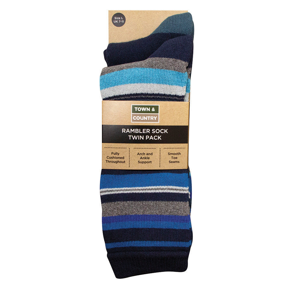 Rambler Walking Socks (Blue Twin Pack) | Cushioned & Supportive