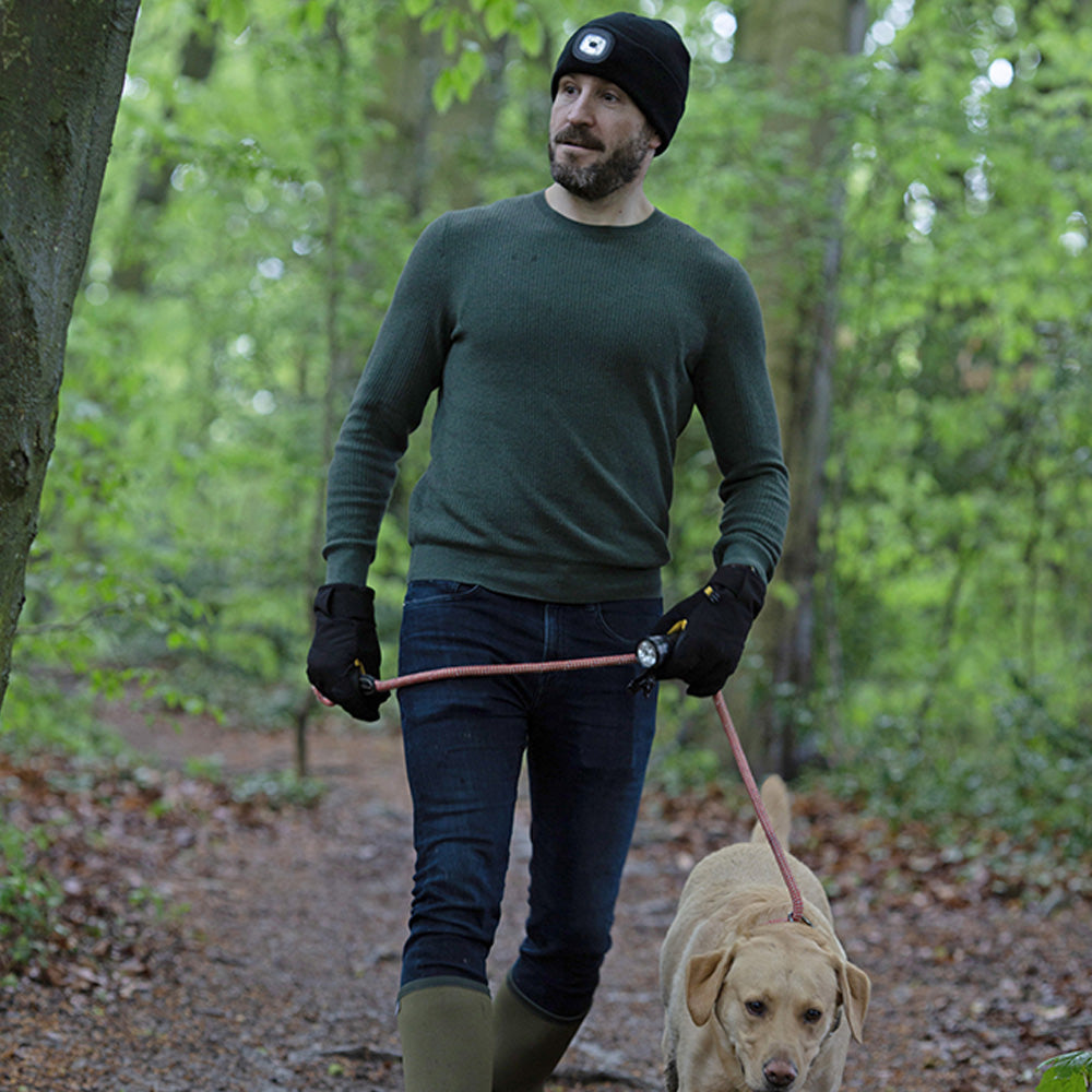 Beanie Hat with Rechargeable LED Light | Black