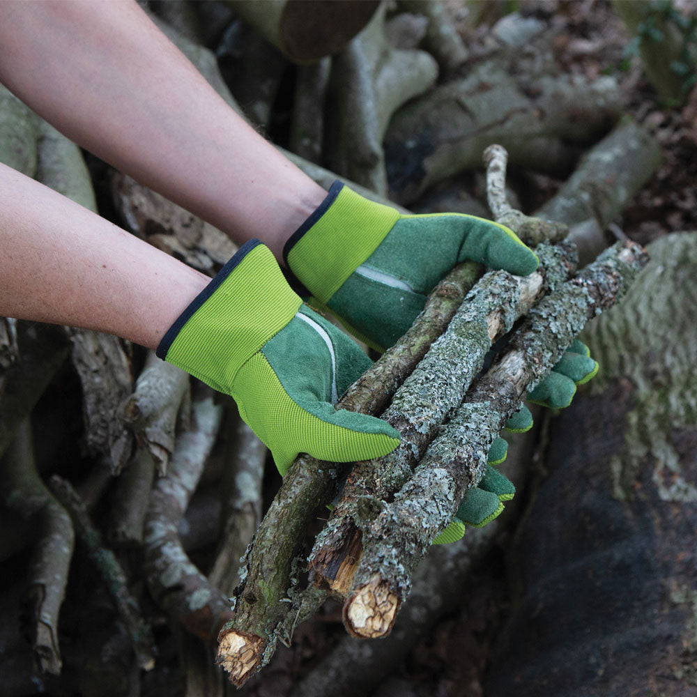 Flexi-Riggers Leather Work Gloves Green | Medium
