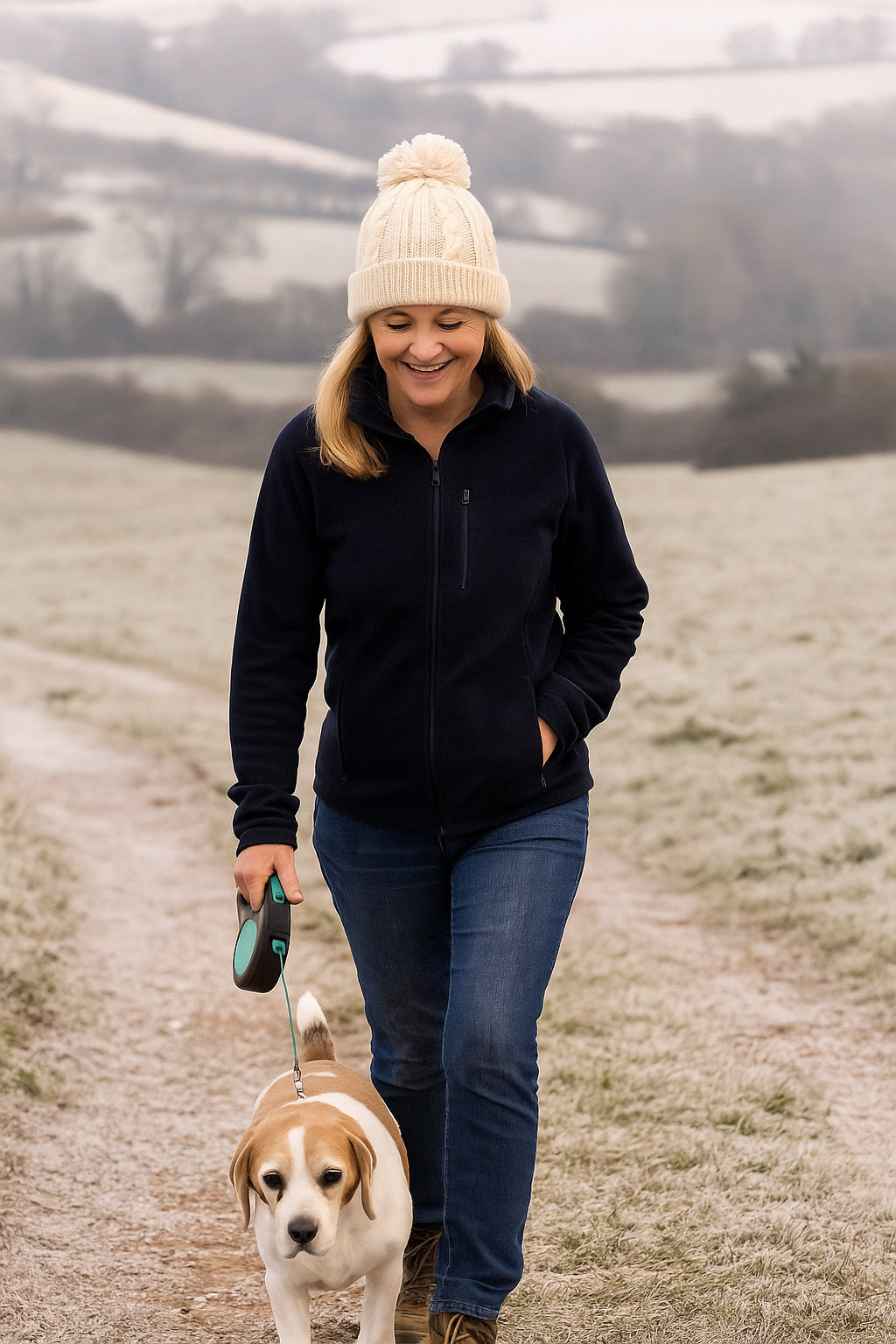Go Walk Waterproof Bobble Hat | Knit Beanie with Thermal Lining - Cream