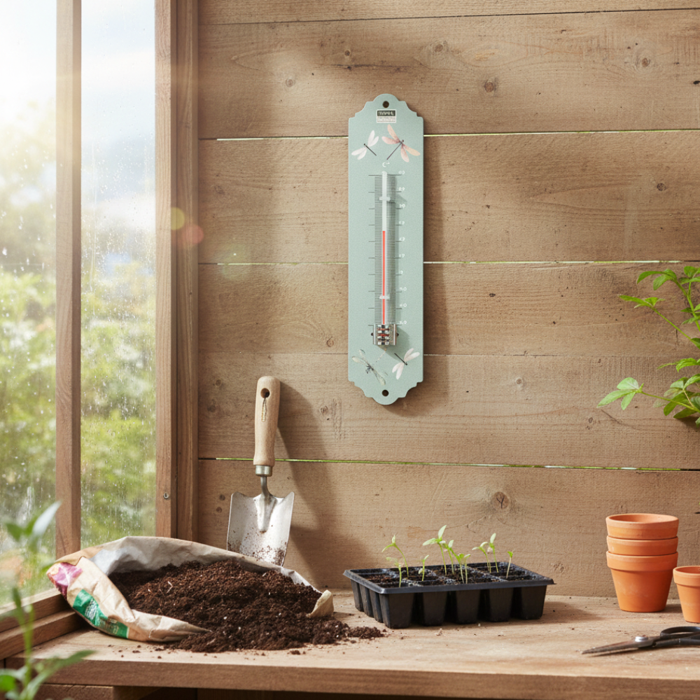 Dragonfly Garden Thermometer | Outdoor Temperature Gauge - Green