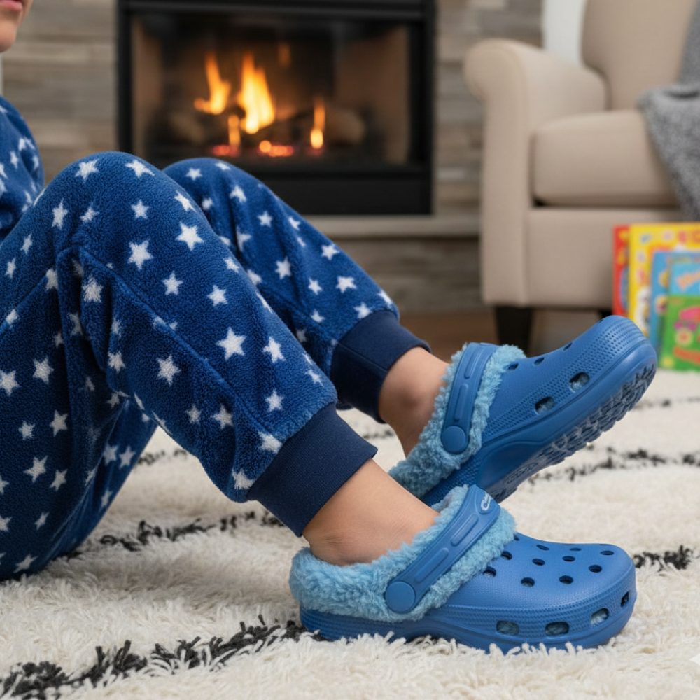 Kids Fleecy Cloggies© Blue | Comfortable Garden Clogs
