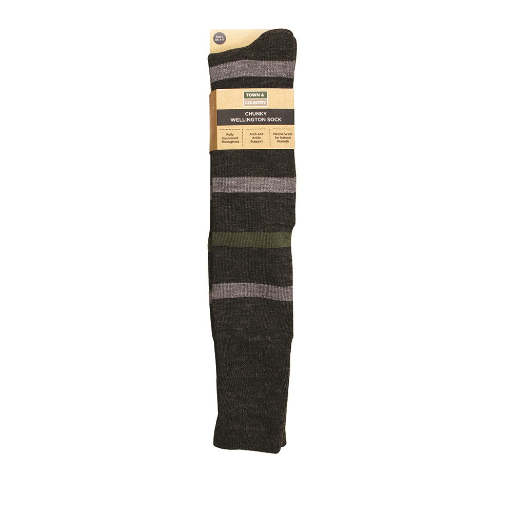 Chunky Wellington Socks - Charcoal - Size 7-11