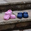Cool Kids Cloggies Blue And Pink On Step
